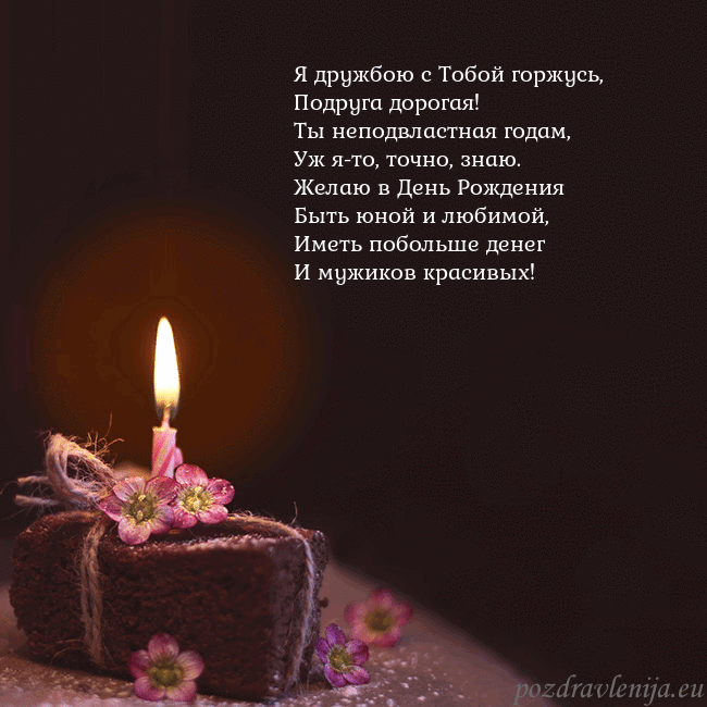 Анимированная открытка - торт с горящей свечкой