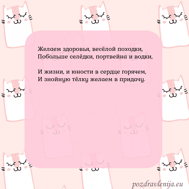 Розовая открытка с забавными кошками