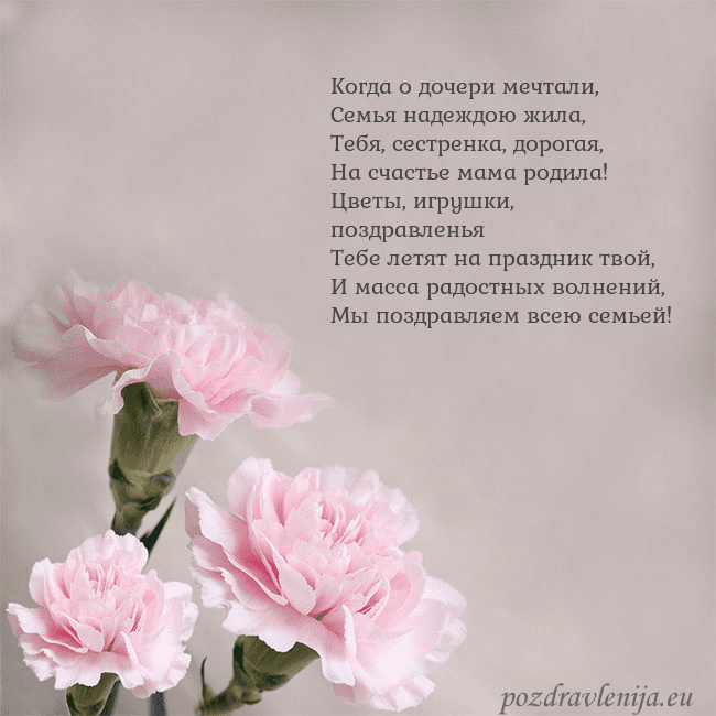 Открытка с розовыми гвоздиками