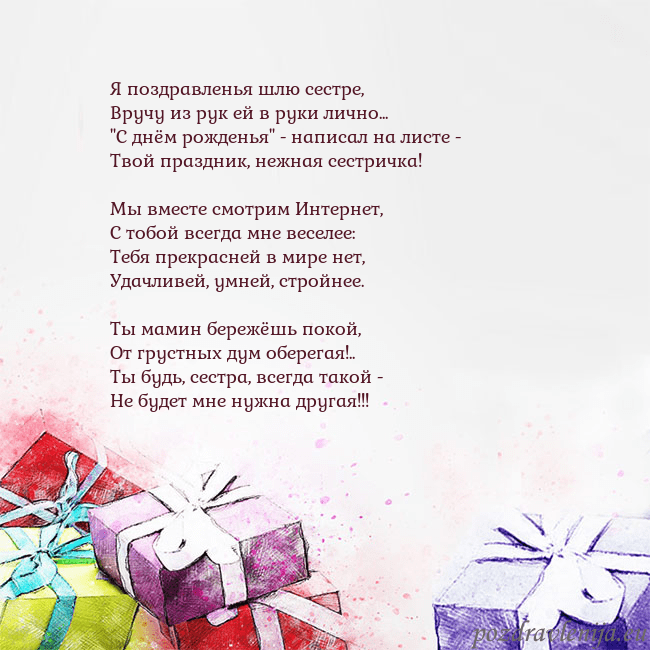 Открытка на день рождения с акварелью нарисованными подарками