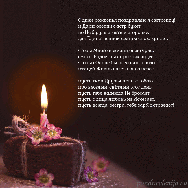 Анимированная открытка - торт с горящей свечкой