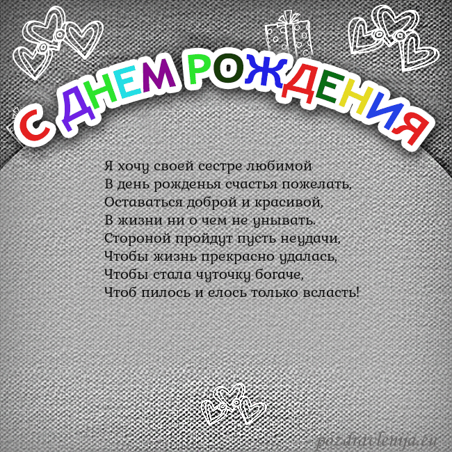 Открытка на день рождения с цветной надписью