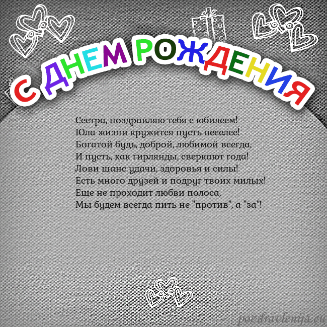 Открытка на день рождения с цветной надписью