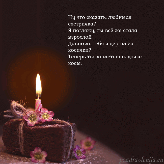 Анимированная открытка - торт с горящей свечкой