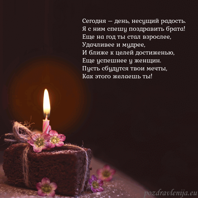 Анимированная открытка - торт с горящей свечкой