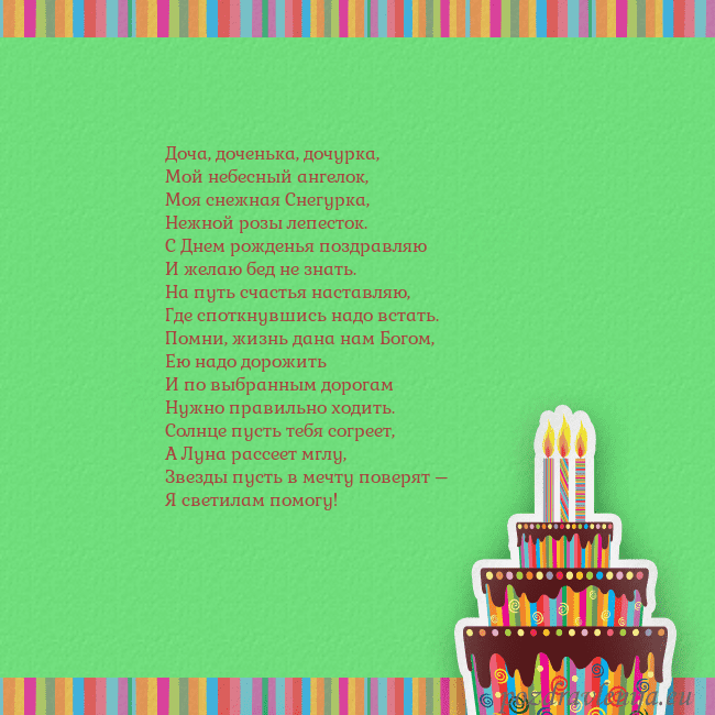 Открытка на день рождения с тортом и свечами
