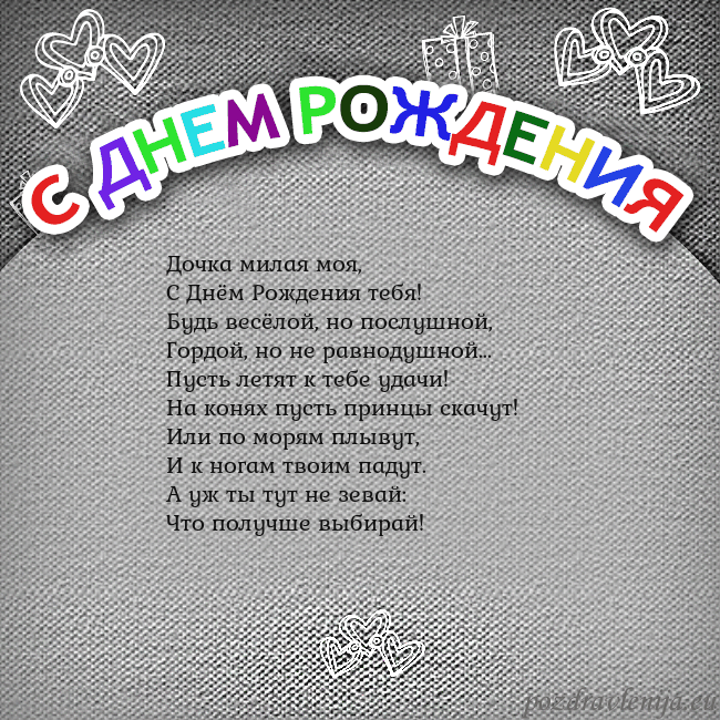 Открытка на день рождения с цветной надписью