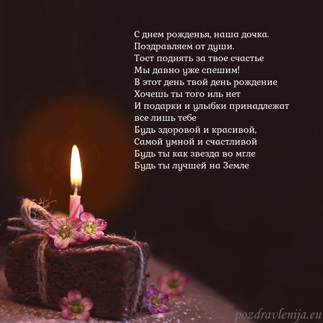 Анимированная открытка - торт с горящей свечкой