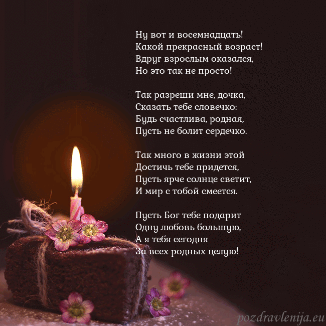 Анимированная открытка - торт с горящей свечкой