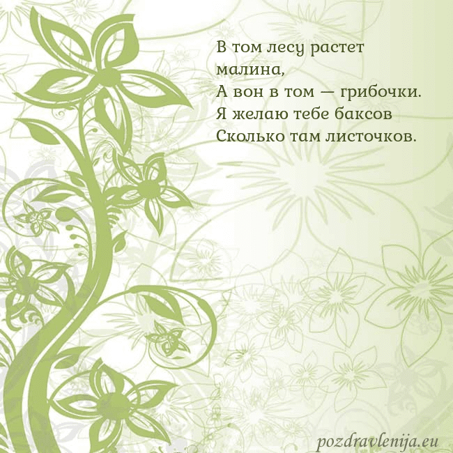 Зеленая открытка с цветами