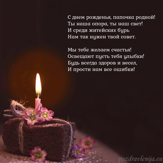 Анимированная открытка - торт с горящей свечкой