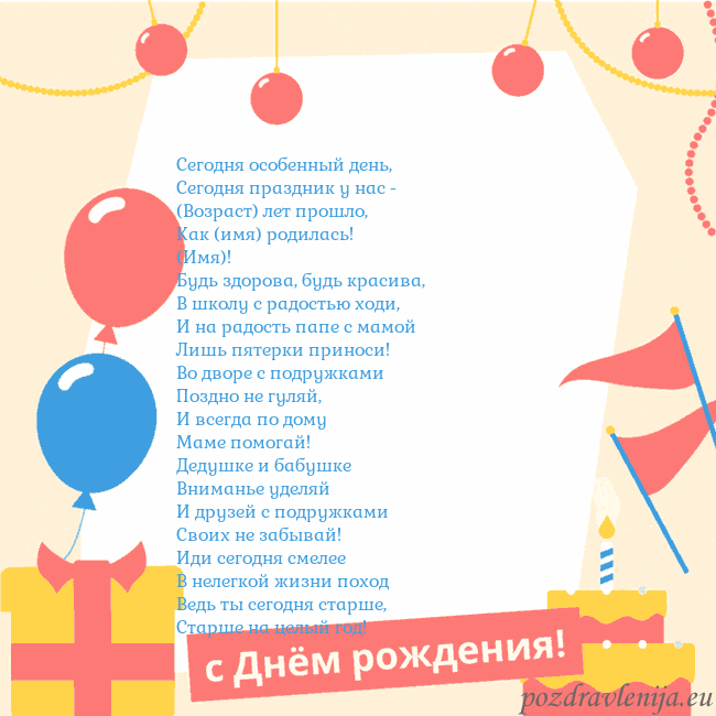 Анимированная открытка на день рождения с тортом