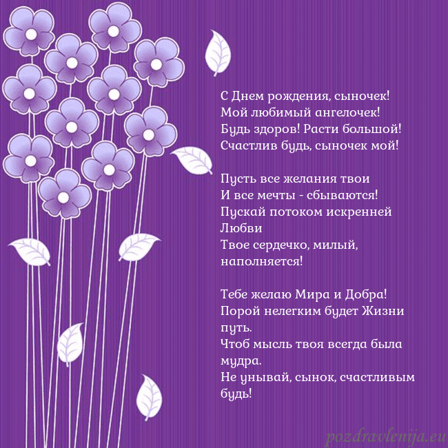 Открытка с фиолетовыми цветами