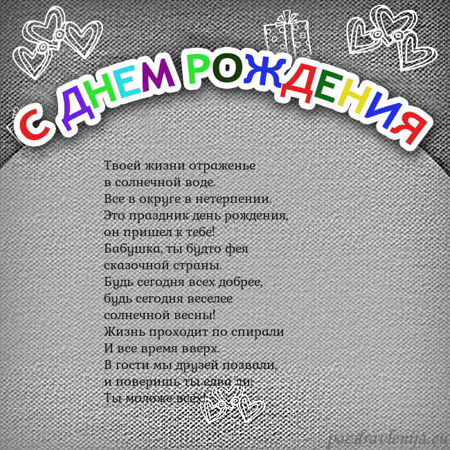 Открытка на день рождения с цветной надписью