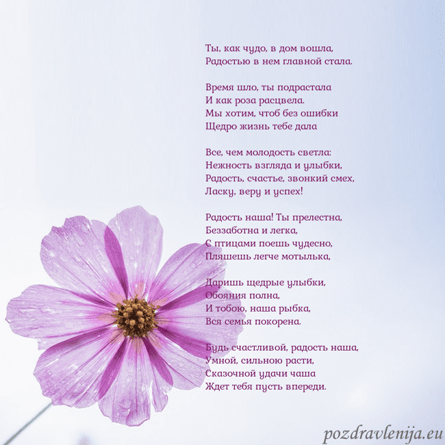 Электронная открытка с фиолетовым цветком