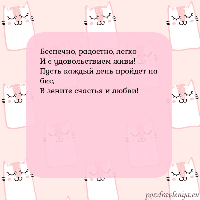 Розовая открытка с забавными кошками