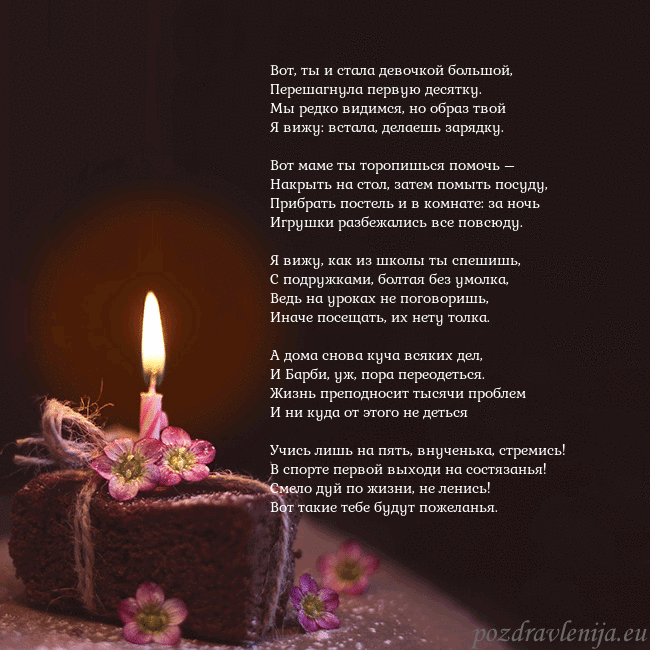 Анимированная открытка - торт с горящей свечкой