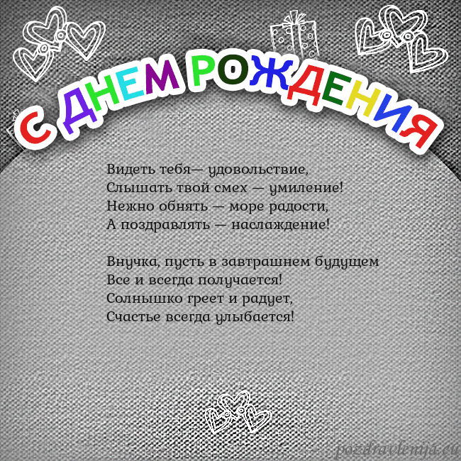 Открытка на день рождения с цветной надписью