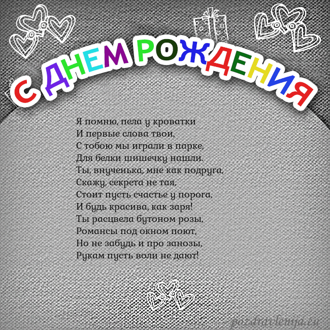 Открытка на день рождения с цветной надписью