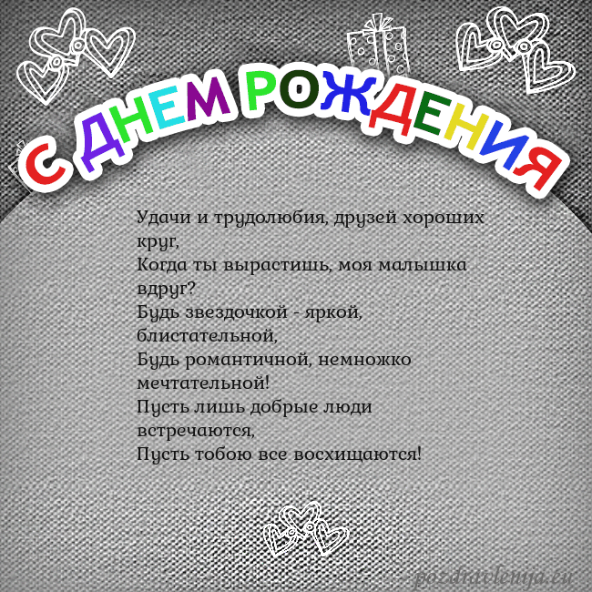Открытка на день рождения с цветной надписью