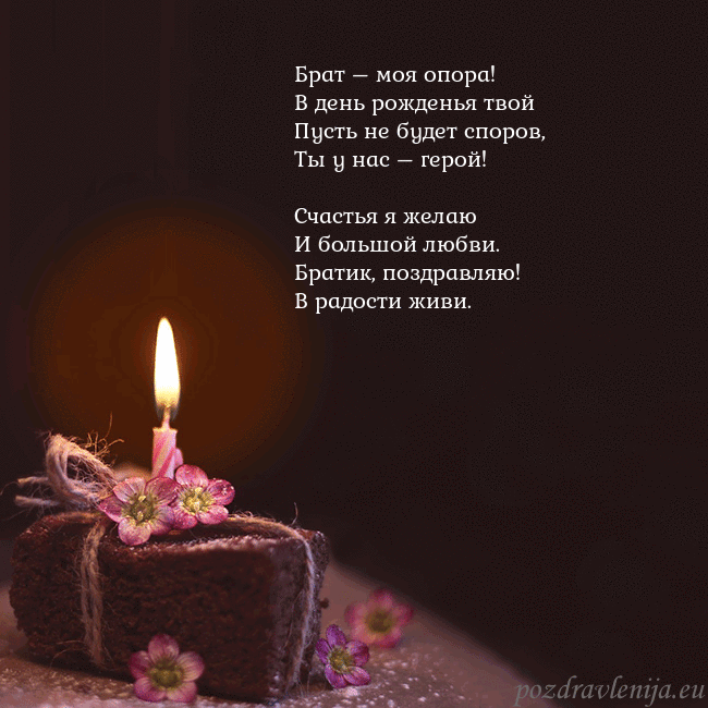 Анимированная открытка - торт с горящей свечкой