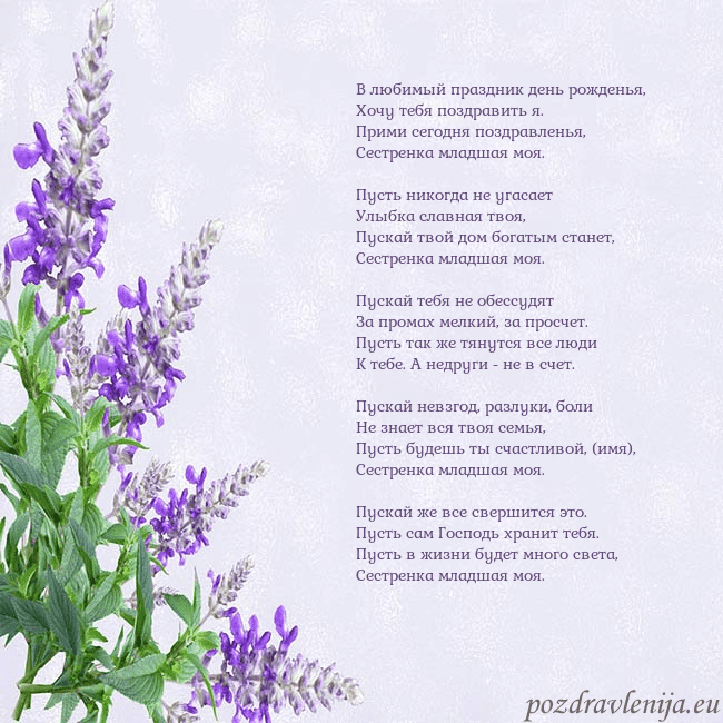 Открытка с люпинами В любимый праздник день рожденья,
Хочу тебя поздра Открытка с люпинами