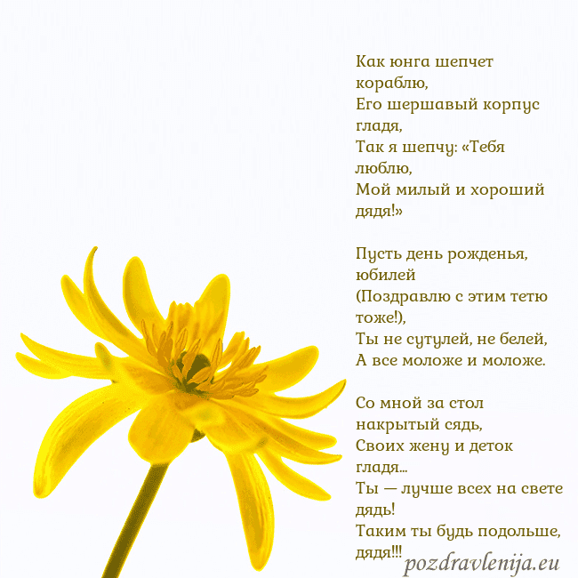 Открытка с желтым цветком