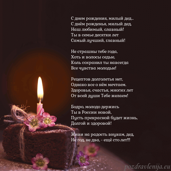 Анимированная открытка - торт с горящей свечкой