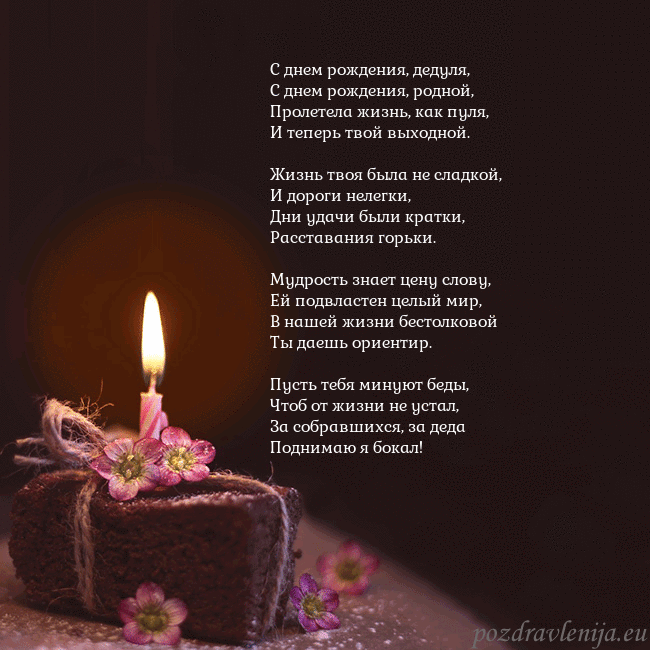 Анимированная открытка - торт с горящей свечкой