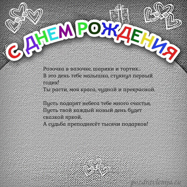 Открытка на день рождения с цветной надписью