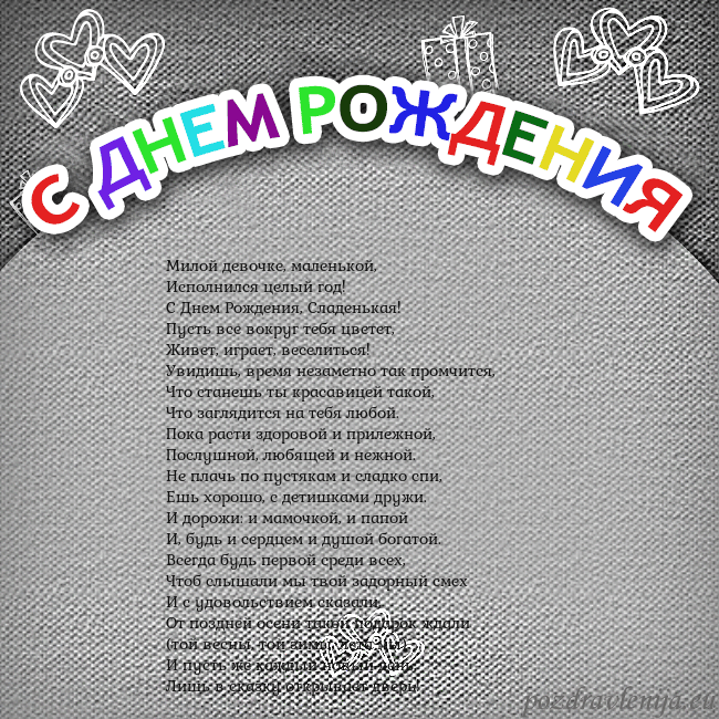 Открытка на день рождения с цветной надписью
