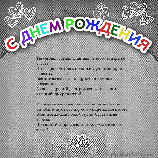 Открытка на день рождения с цветной надписью