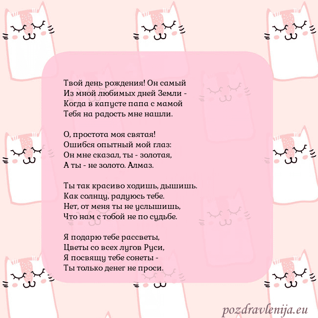 Розовая открытка с забавными кошками