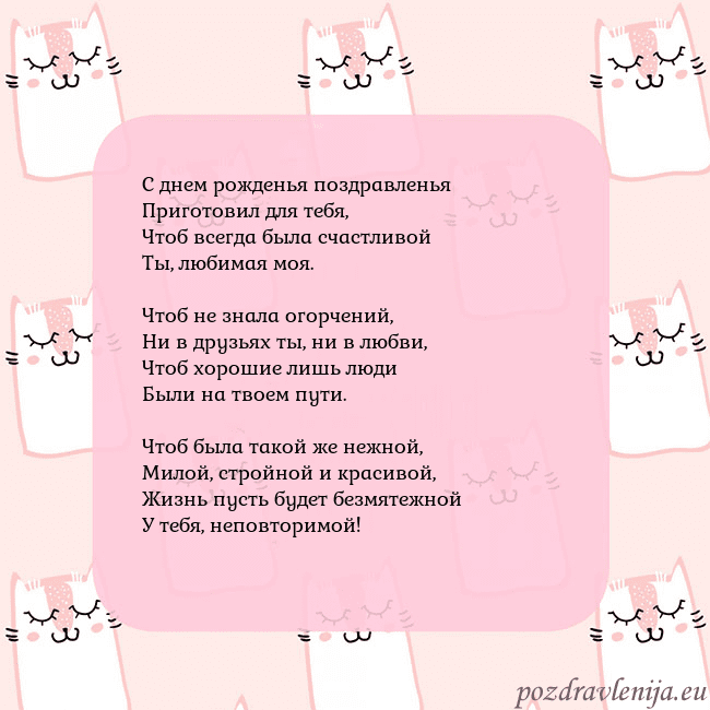 Розовая открытка с забавными кошками