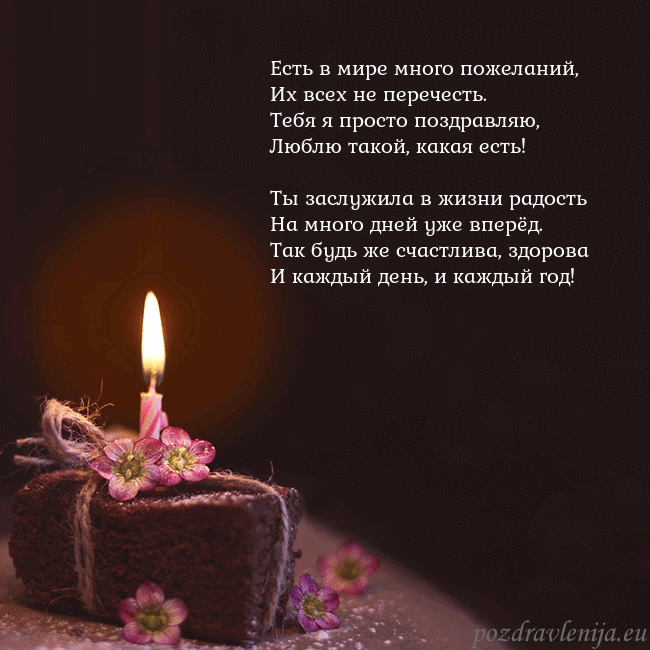 Анимированная открытка - торт с горящей свечкой