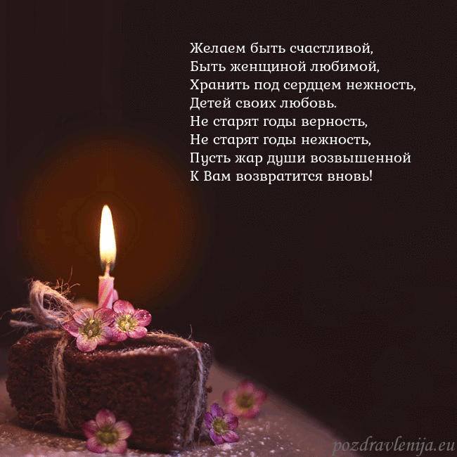 Анимированная открытка - торт с горящей свечкой