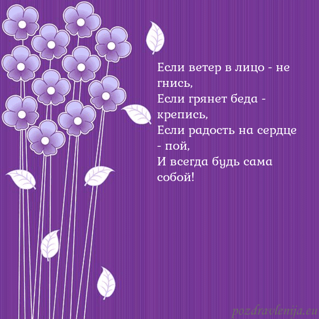 Открытка с фиолетовыми цветами