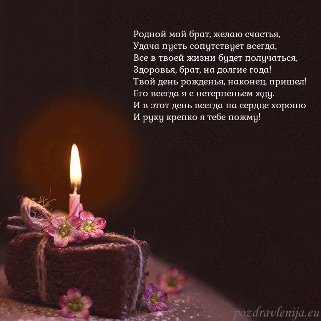 Анимированная открытка - торт с горящей свечкой