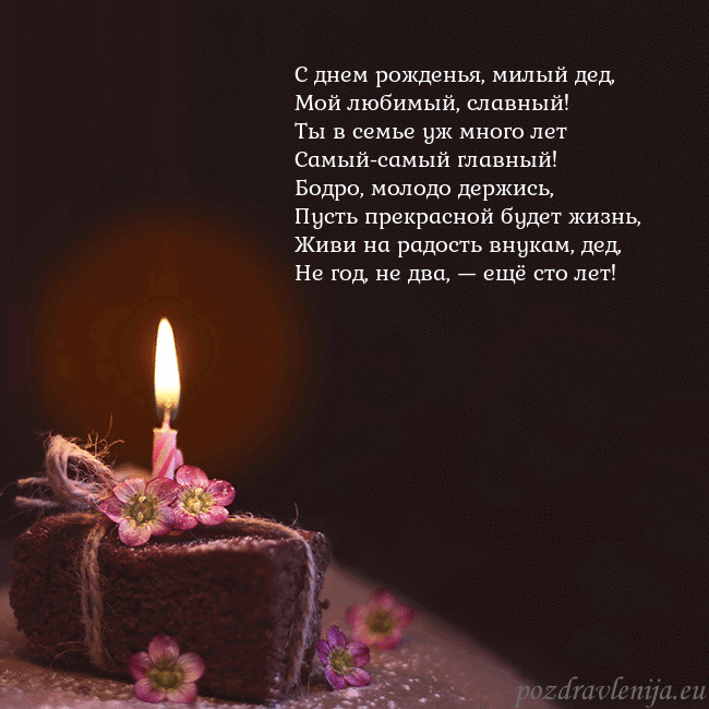 Анимированная открытка - торт с горящей свечкой