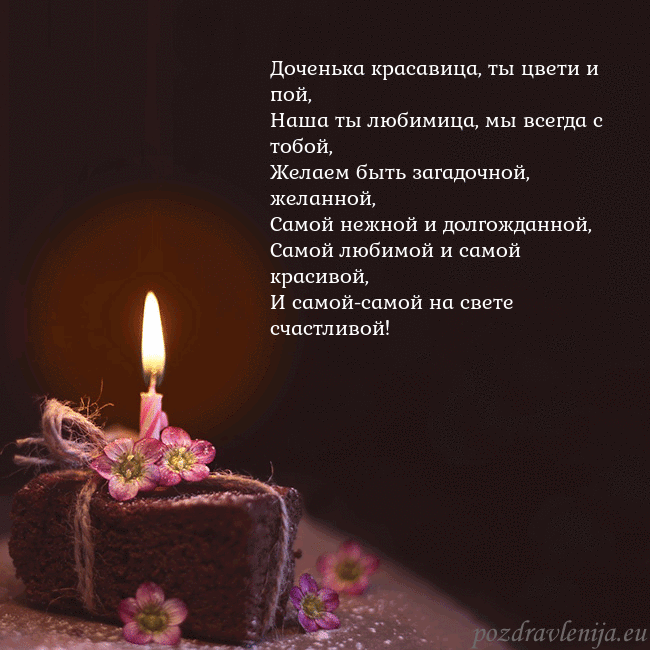 Анимированная открытка - торт с горящей свечкой