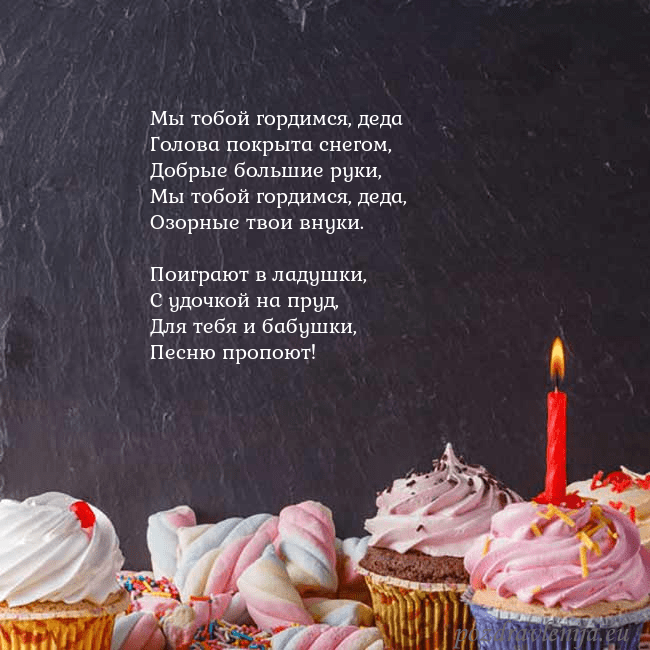 Открытка на день рождения со сладостями и свечкой