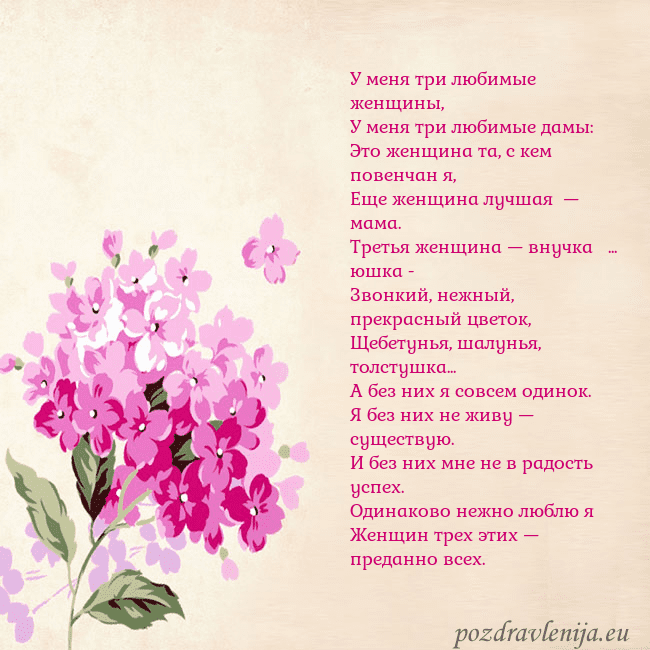 Открытка с гортензией У меня три любимые женщины,
У меня три любимые дам Открытка с гортензией