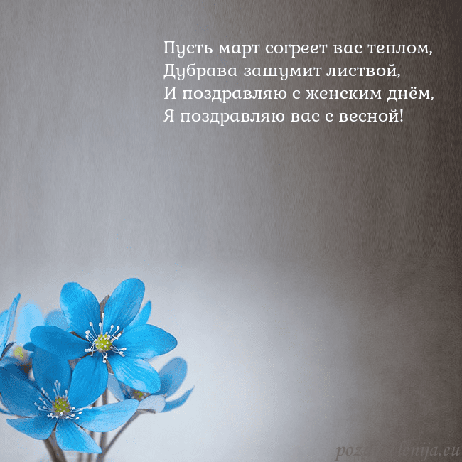 Открытка с фиалками Пусть март согреет вас теплом,
Дубрава зашумит лис Открытка с фиалками