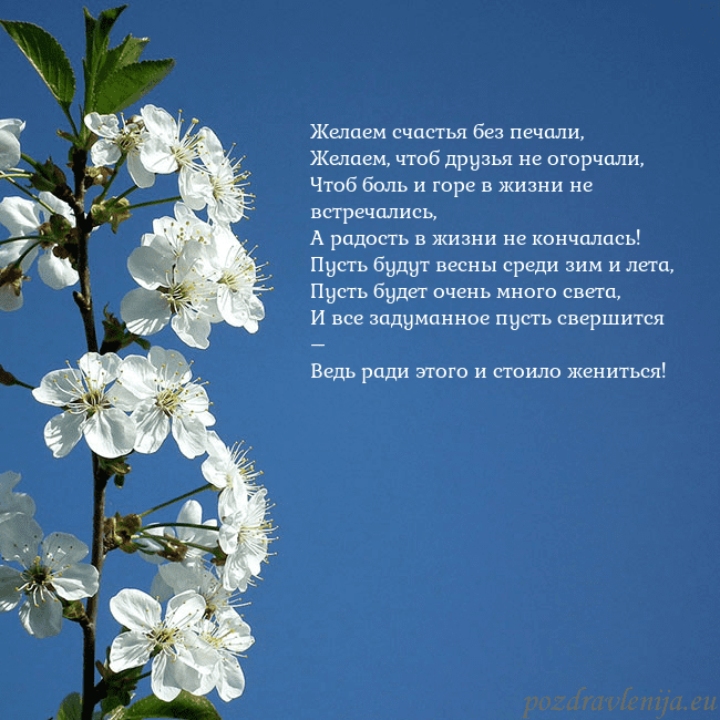 Открытка с весенними цветами Желаем счастья без печали,
Желаем, чтоб друзья не Открытка с весенними цветами