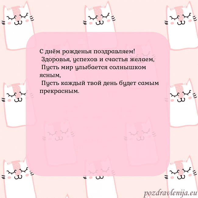 Розовая открытка с забавными кошками