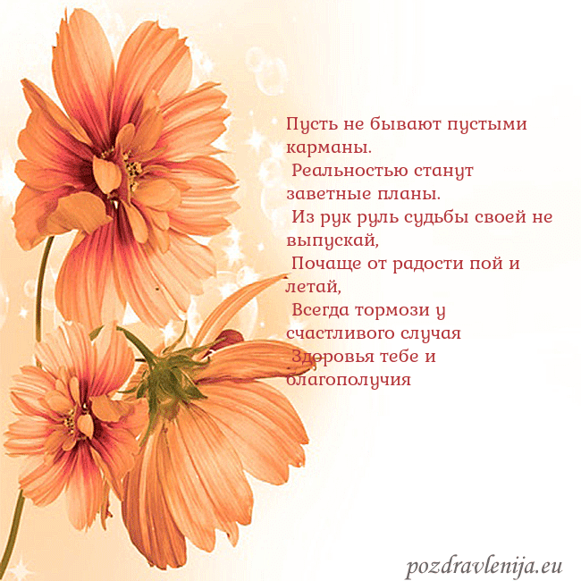 Открытка с оранжевыми цветами