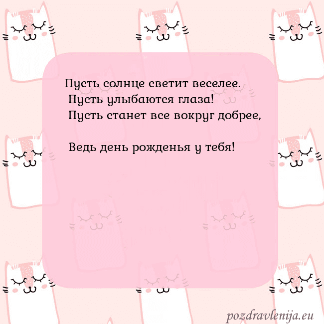 Розовая открытка с забавными кошками