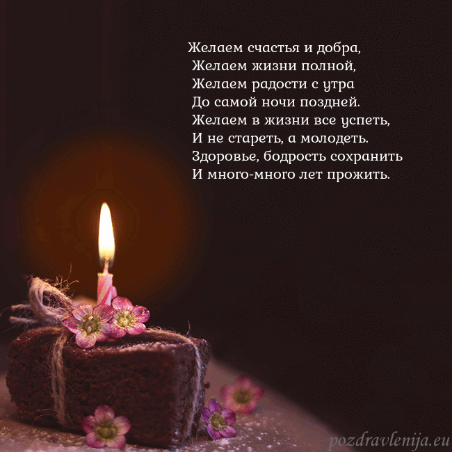 Анимированная открытка - торт с горящей свечкой