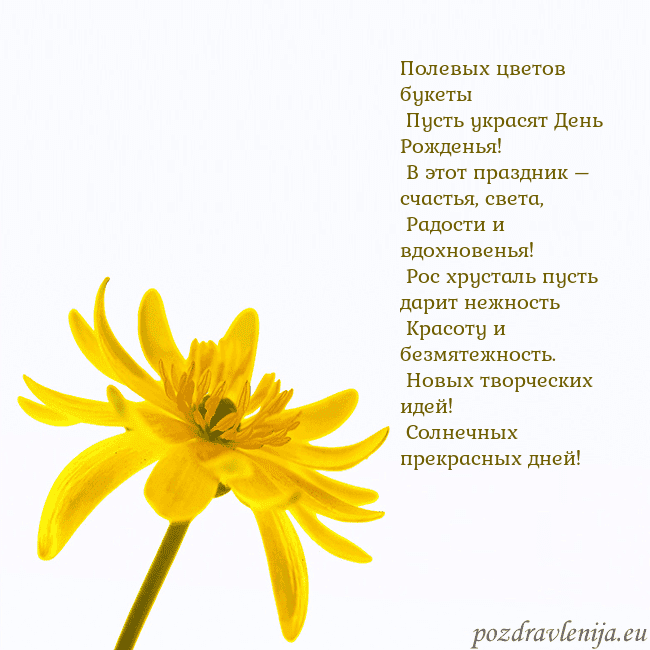 Открытка с желтым цветком