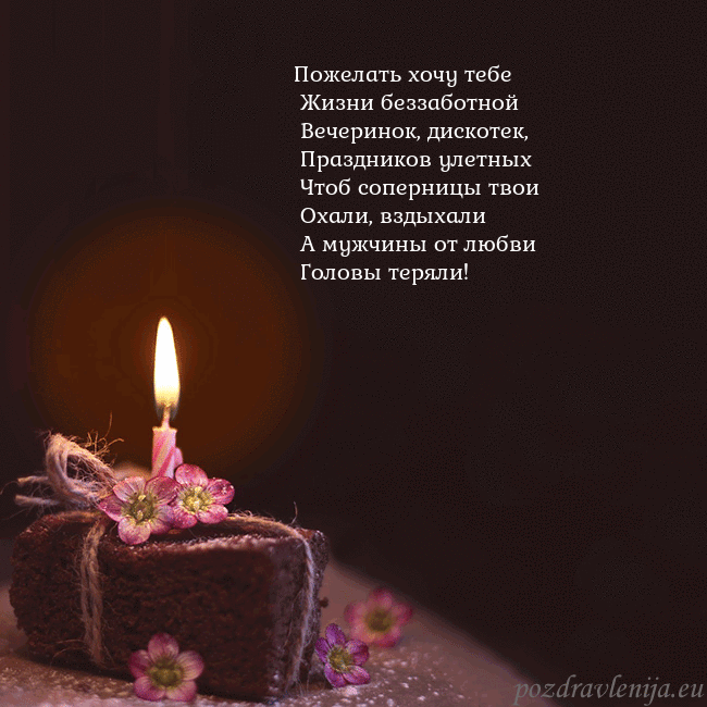 Анимированная открытка - торт с горящей свечкой